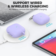 For Airpods 4 AhaStyle WG163 Earphone Drop-Proof Dust-Proof Silicone Protective Case With Cleanning Pen(Black)
