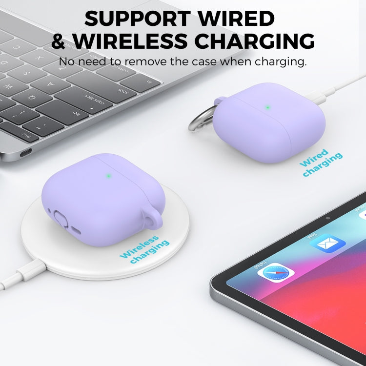 For Airpods 4 AhaStyle WG163 Earphone Drop-Proof Dust-Proof Silicone Protective Case With Cleanning Pen(Black)
