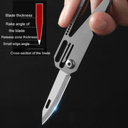 Multifunctional Titanium Keychain Outdoor Portable Defense Mini Folding Knife, Style: With 2 Titanium Ring