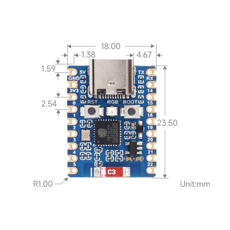 Waveshare ESP32-C6 Mini WiFi 6 & Bluetooth 5 Dual Processors Development Board, Spec: Zero