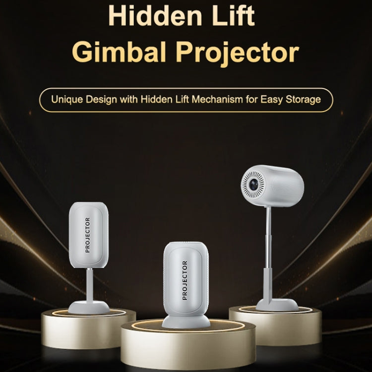 TS-6 Android 11 WiFi6 4K Mini Projector Hidden Lift Gimbal Projector AU Plug(White)