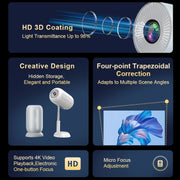 TS-6 Android 11 WiFi6 4K Mini Projector Hidden Lift Gimbal Projector AU Plug(White)