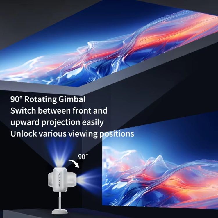 TS-6 Android 11 WiFi6 4K Mini Projector Hidden Lift Gimbal Projector UK Plug(White)