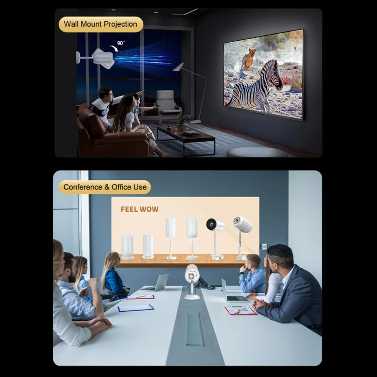 TS-6 Android 11 WiFi6 4K Mini Projector Hidden Lift Gimbal Projector UK Plug(White)