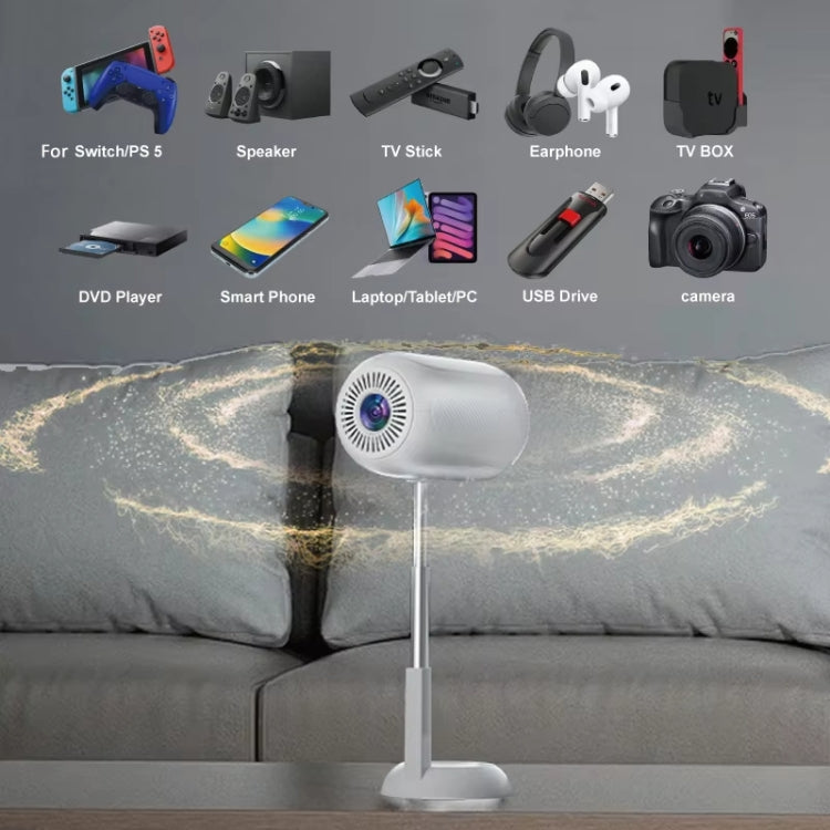 TS-6 Android 11 WiFi6 4K Mini Projector Hidden Lift Gimbal Projector UK Plug(White)
