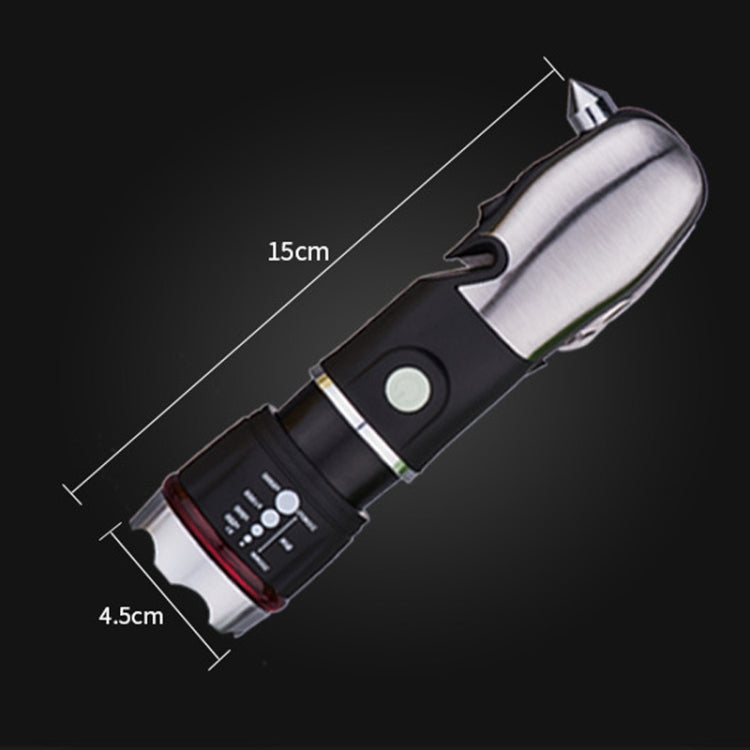 Outdoor Window Breaking Escape Safety Hammer Emergency Flashlight(Black White)