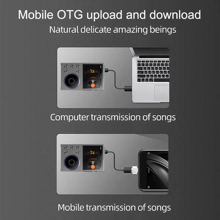 2.4 Inch HIFI Bluetooth Music Player DSD256 Mastering Sound Quality Walkman, Memory: 16GB+16GB(Black)