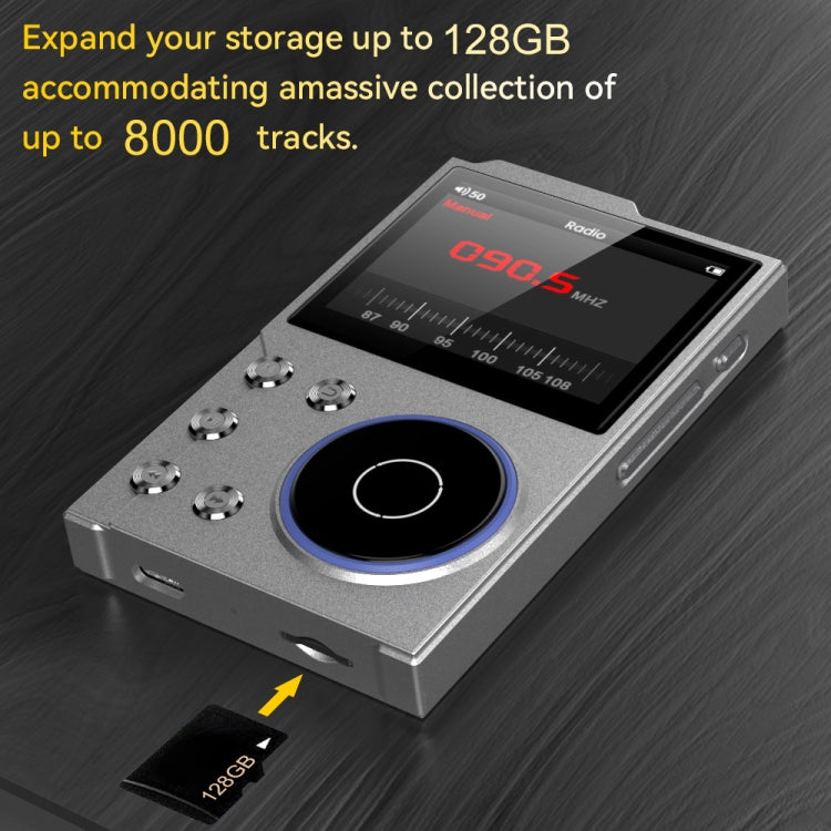 2.4 Inch HIFI Bluetooth Music Player DSD256 Mastering Sound Quality Walkman, Memory: 16GB+16GB(Black)
