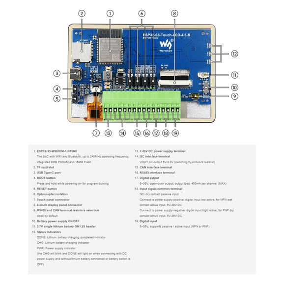 Waveshare ESP32-S3 4.3inch 800×480 Touch LCD Development Board With Case