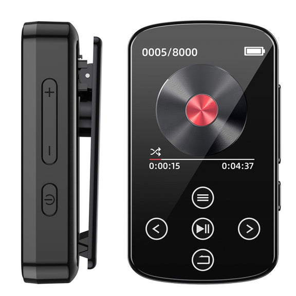 MP3 Bluetooth Music Player HIFI Sports Clip Touch Screen MP4, Memory: 32GB(Black)