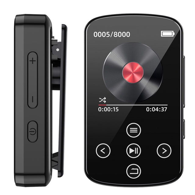 MP3 Bluetooth Music Player HIFI Sports Clip Touch Screen MP4, Memory: 32GB(Black)