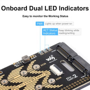 Waveshare For Raspberry Pi 5 PCIe To 2-Ch M.2 Adapter Type B NVMe Protocol(27710)