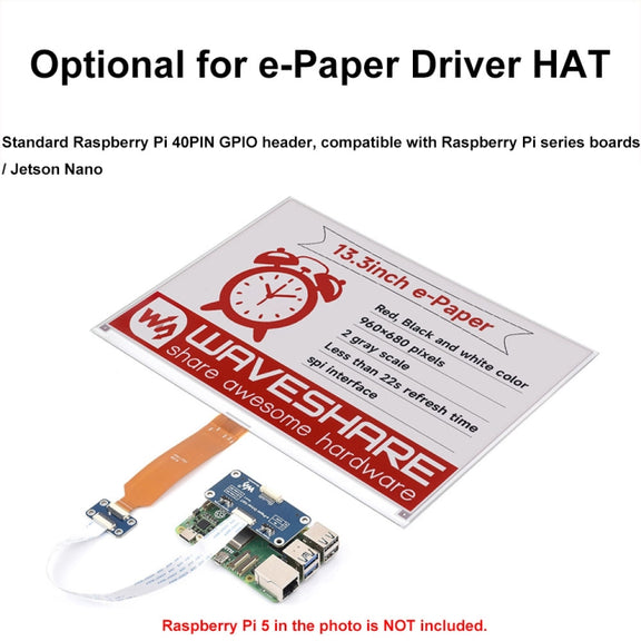 Waveshare 13.3inch 960��680 Pixels SPI Communication E-Ink Display, Spec: Module Version