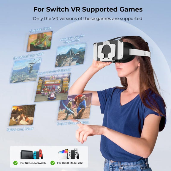 DEVASO Compatible With Switch / Switch OLED Display Game Console HD 3D VR Glasses Headband Adjustment Accessories(Orange Blue)
