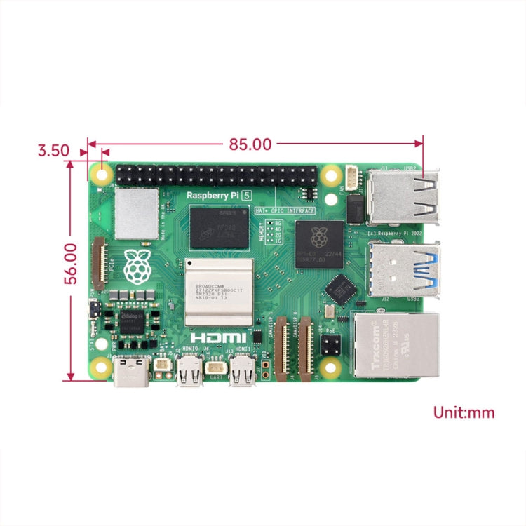Waveshare For Raspberry Pi 5 2.4GHz Quad-Core BCM2712 Processor Development Board, Spec: 2GB