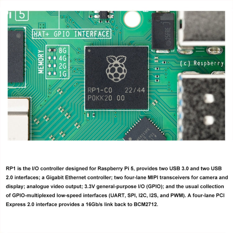 Waveshare For Raspberry Pi 5 2.4GHz Quad-Core BCM2712 Processor Development Board, Spec: 2GB