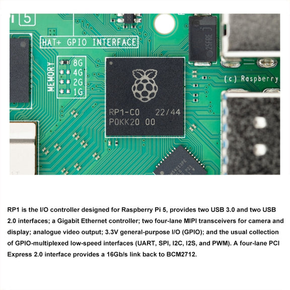 Waveshare For Raspberry Pi 5 2.4GHz Quad-Core BCM2712 Processor Development Board, Spec: 2GB