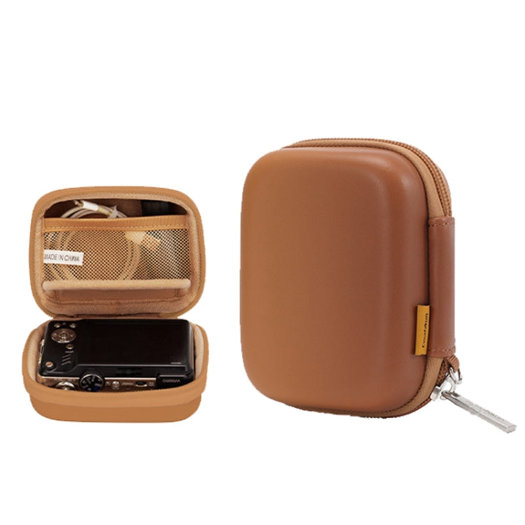 Cwatcun H45 Mini Storage Bag Small Microslice Digital Camera Bag PU Water-resistant Hard Shell Bag(Brown)
