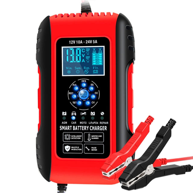 ANHTCzyx 12V/24V 6-180AH 7-Stage Smart Car Motorcycle Battery Charger(UK Plug)