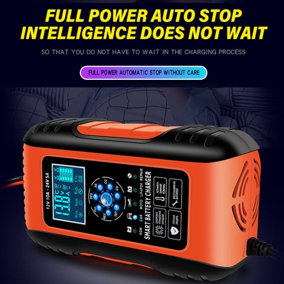ANHTCzyx 12V/24V 6-180AH 7-Stage Smart Car Motorcycle Battery Charger(UK Plug)