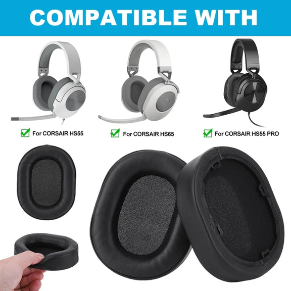 1pair Headphone Leather Sponge Cover For CORSAIR HS55 / HS55 PRO / HS65(Gray)