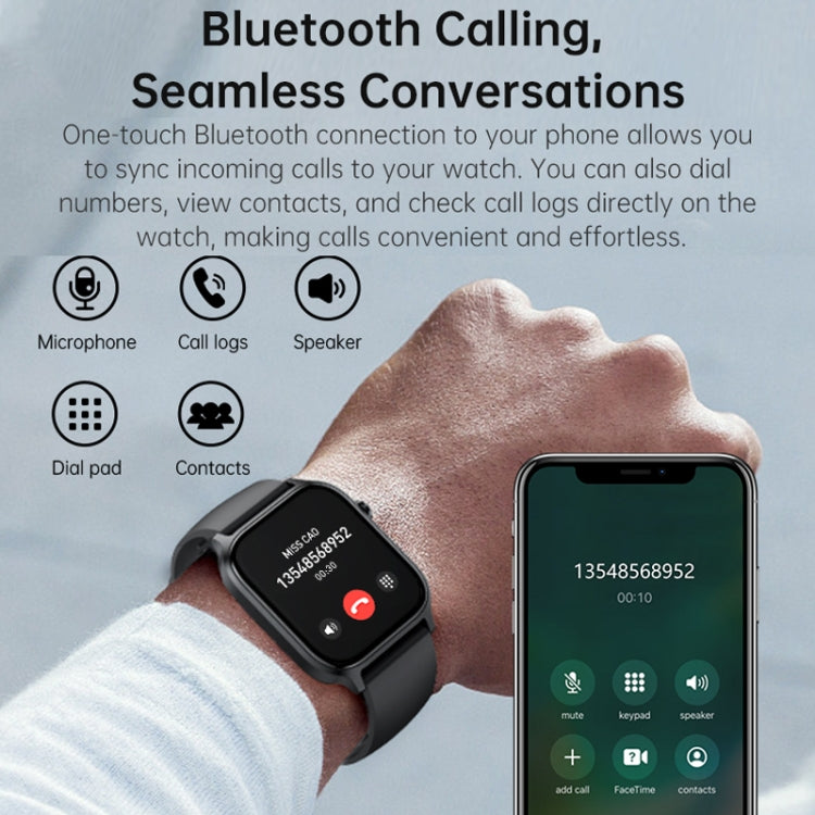 Bluetooth Talk HD Large Screen Heart Rate Oxygen Monitoring Multi-Sport Mode Smart Watch(Black)
