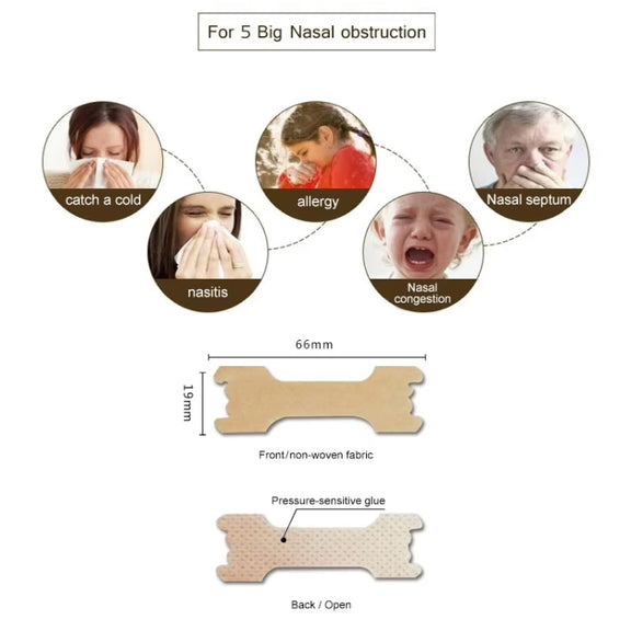 120pcs /Pack 66 X 19mm Nasal Strips To Improve Sleep, Reduce Snoring And Relieve Nose Congestion