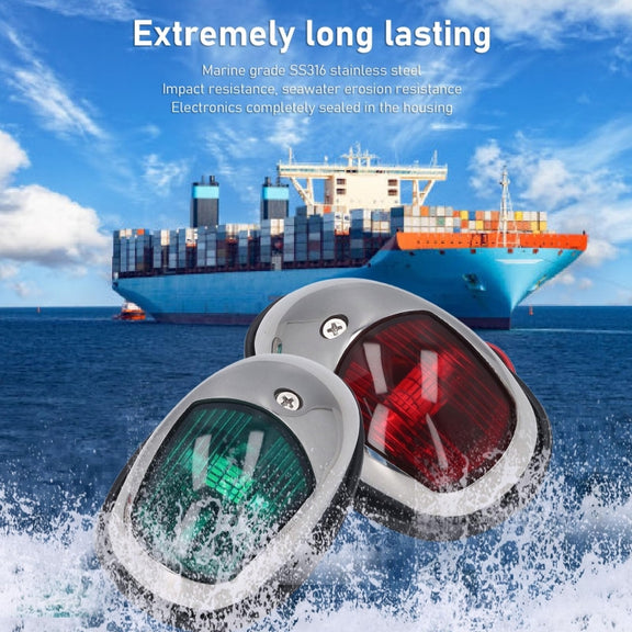 Marine Navigation Warning Light Signal LED Yacht Light, Color: Silver Shell Green