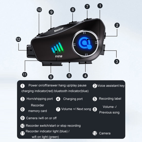 KUQIBAO Q28 Motorcycle Riding Helmet Bluetooth-compatible Headset Recorder(Soft Microphone)