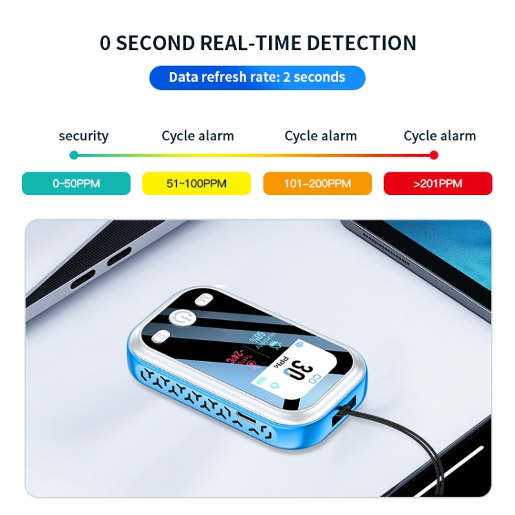Portable Carbon Monoxide Detector Outdoor Home Detection Alarm(Gray)