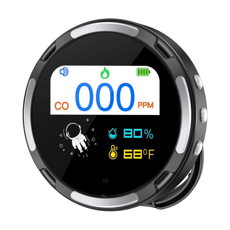 Portable Water-resistant Carbon Monoxide Alarm Detector(Black)