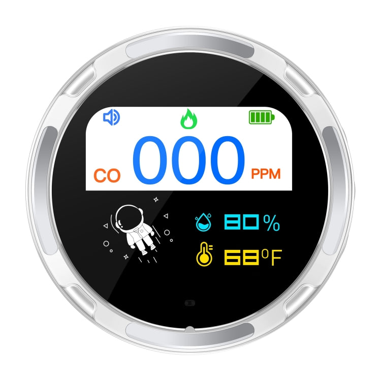 Portable Water-resistant Carbon Monoxide Alarm Detector(White)