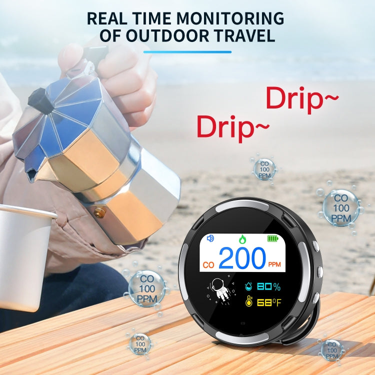 Portable Water-resistant Carbon Monoxide Alarm Detector(Black)