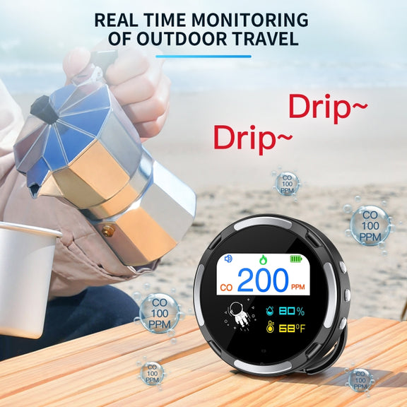 Portable Water-resistant Carbon Monoxide Alarm Detector(Black)