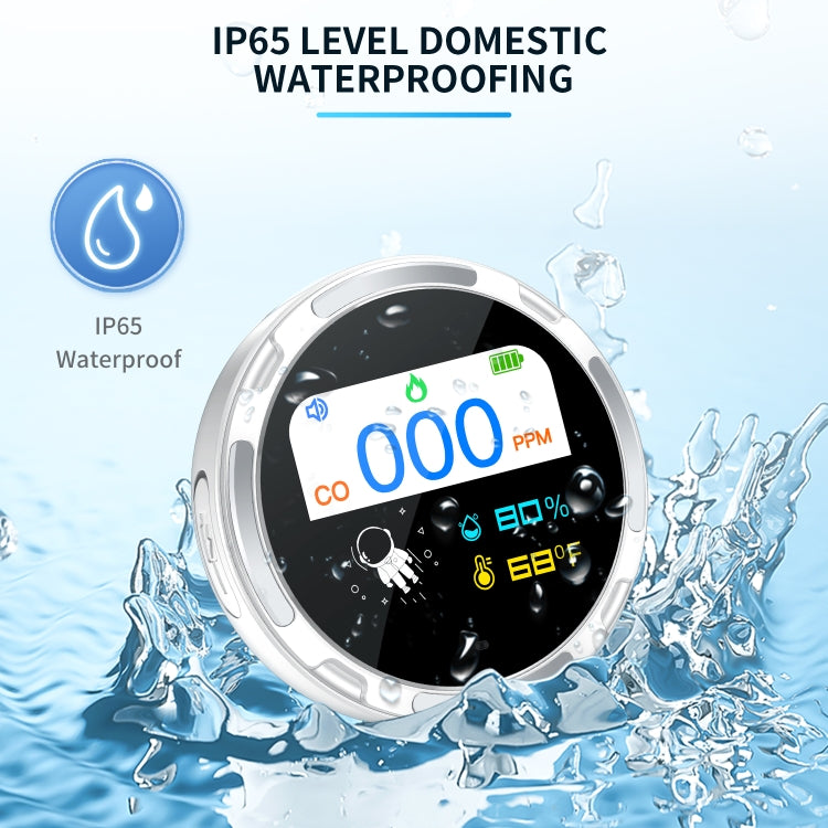 Portable Water-resistant Carbon Monoxide Alarm Detector(Black)