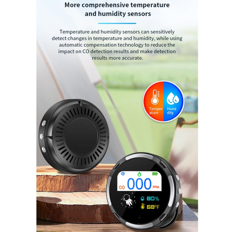 Portable Water-resistant Carbon Monoxide Alarm Detector(Black)