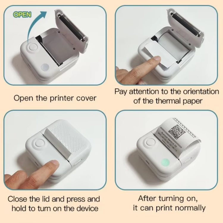 200DPI Mini Label Printer Thermal Inkless Black And White Printer With 1 Roll Printing Paper(Blue)