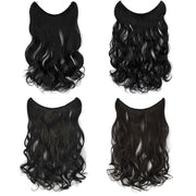Fishing Line Hair Curtain Long Curly Wig Seamless Hair Extension(1BJ)