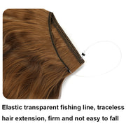 Fishing Line Hair Curtain Long Curly Wig Seamless Hair Extension(4A)
