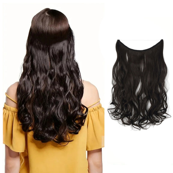 Fishing Line Hair Curtain Long Curly Wig Seamless Hair Extension(2)