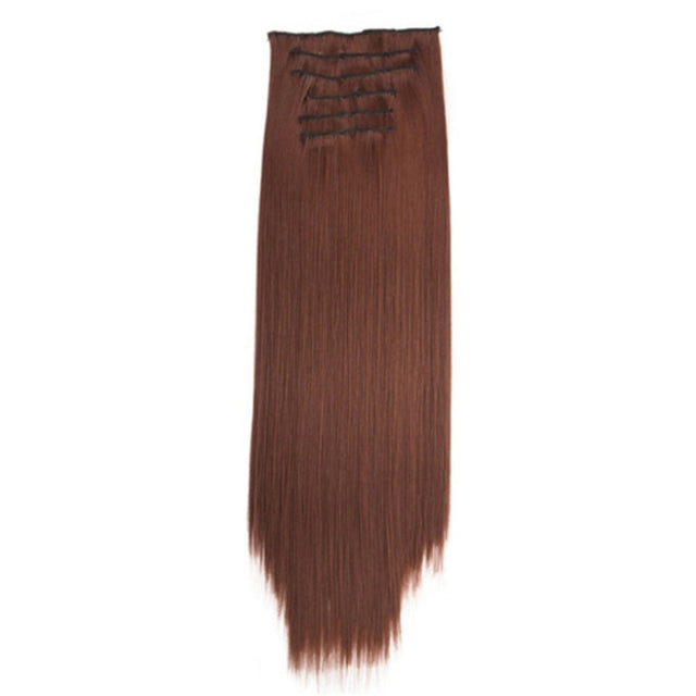 7pcs / Set Clips Long Straight Hair Extension Pieces 16 Clips Chemical Fiber Wigs, Model: 30#