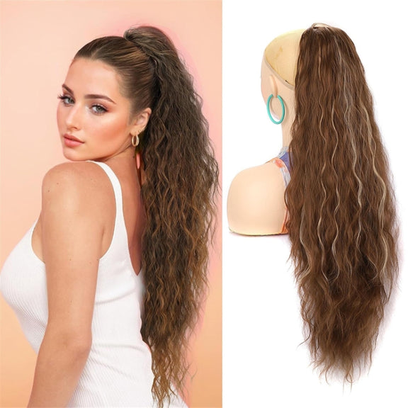 Ladies Extended Woolly Curly Rope Pulling Mesh Ponytail Wig, Color: 18T60A#