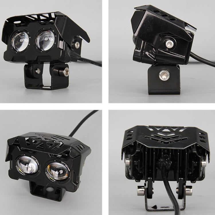 12W Motorcycle Spotlight High Bright Two Color Modified External Water-resistant LED Lens Headlight(Always Bright