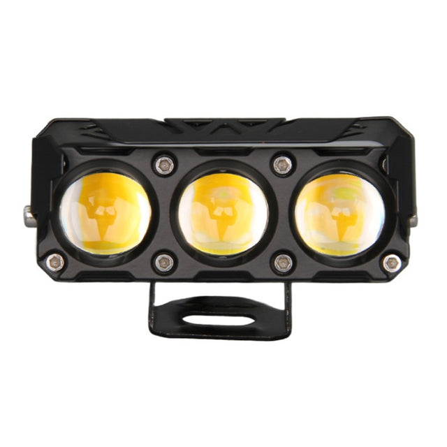 35W Motorcycle Spotlight Dual Color LED Headlight Triple Eye Water-resistant Headlight, Model: Flashing-(2 Wires)