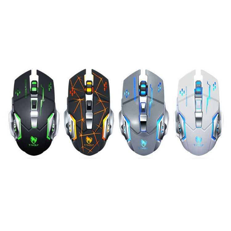 T-WOLF Q13 2.4GHz 6-keys RGB Colorful Light Gaming Wireless Mouse, Color: Single Mode Black