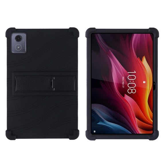 For Lenovo Tab K11 Plus Shockproof Silicone Tablet Protective Case With Holder(Black)