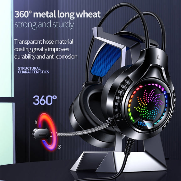 YINDIAO Q7 Colorful Light Computer Wired Headset USB Gaming Headset Dual 3.5mm + USB Pink