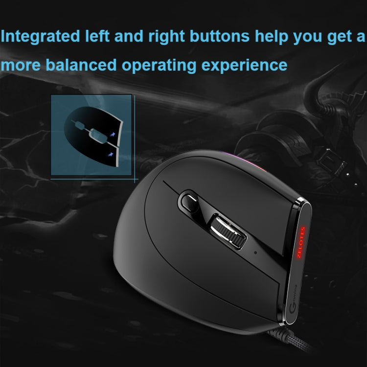 ZELOTES T50 9-Keys RGB Lighting Effect Vertical Grip Ergonomic Programming Wired Mouse(Black)