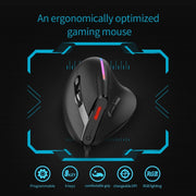 ZELOTES T50 9-Keys RGB Lighting Effect Vertical Grip Ergonomic Programming Wired Mouse(Black)