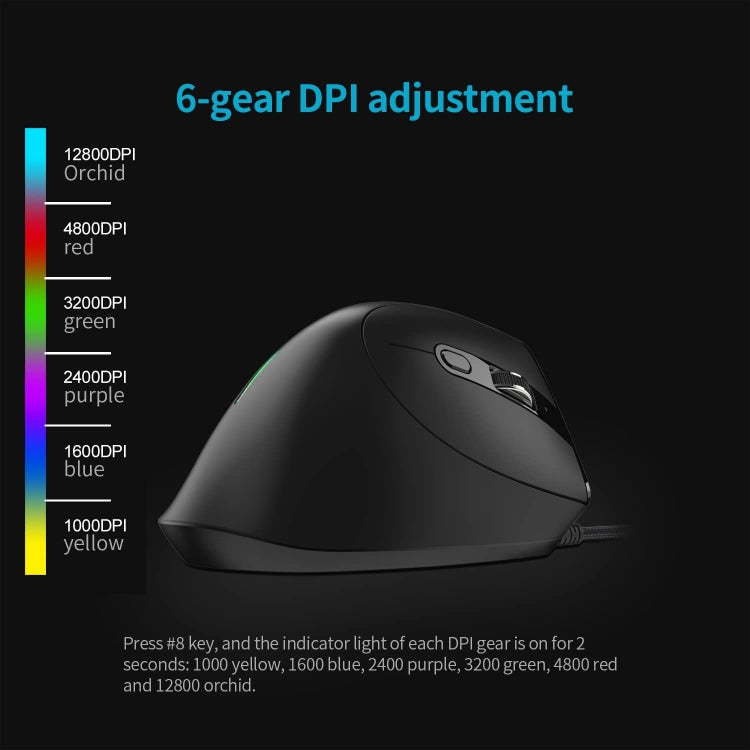 ZELOTES T50 9-Keys RGB Lighting Effect Vertical Grip Ergonomic Programming Wired Mouse(Black)